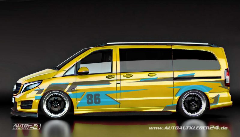 Mercedes Vito Transporter / Camper Tuning mit individuellem Aufkleber - Design-Folie von Autoaufkleber 24 für beeindruckende Optik – Folierung #055