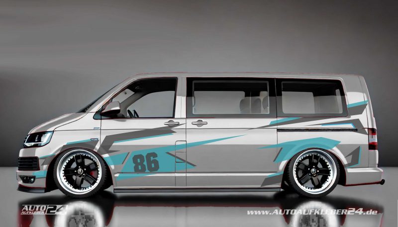 VW Transporter / Camper Tuning mit individuellem Aufkleber - Design-Folie von Autoaufkleber 24 für beeindruckende Optik – Folierung #057