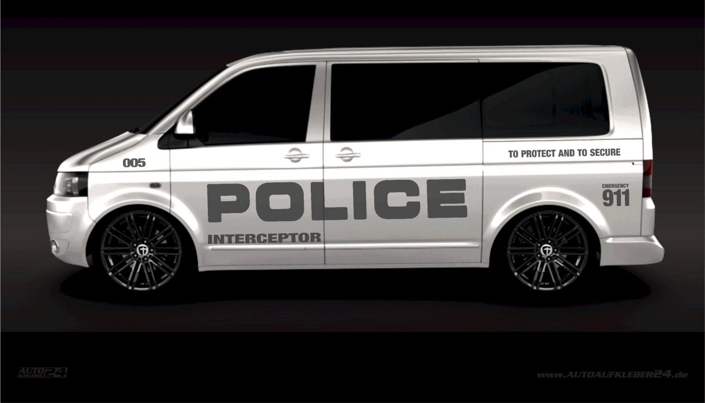Police Aufkleber / Seitenaufkleber Volkswagen VW Transporter