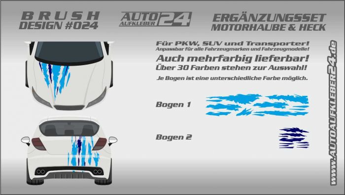 Brush-Design 024 Ergänzung- Motorhaube und Heck Aufkleber — Autoaufkleber  24 - carstyling and more