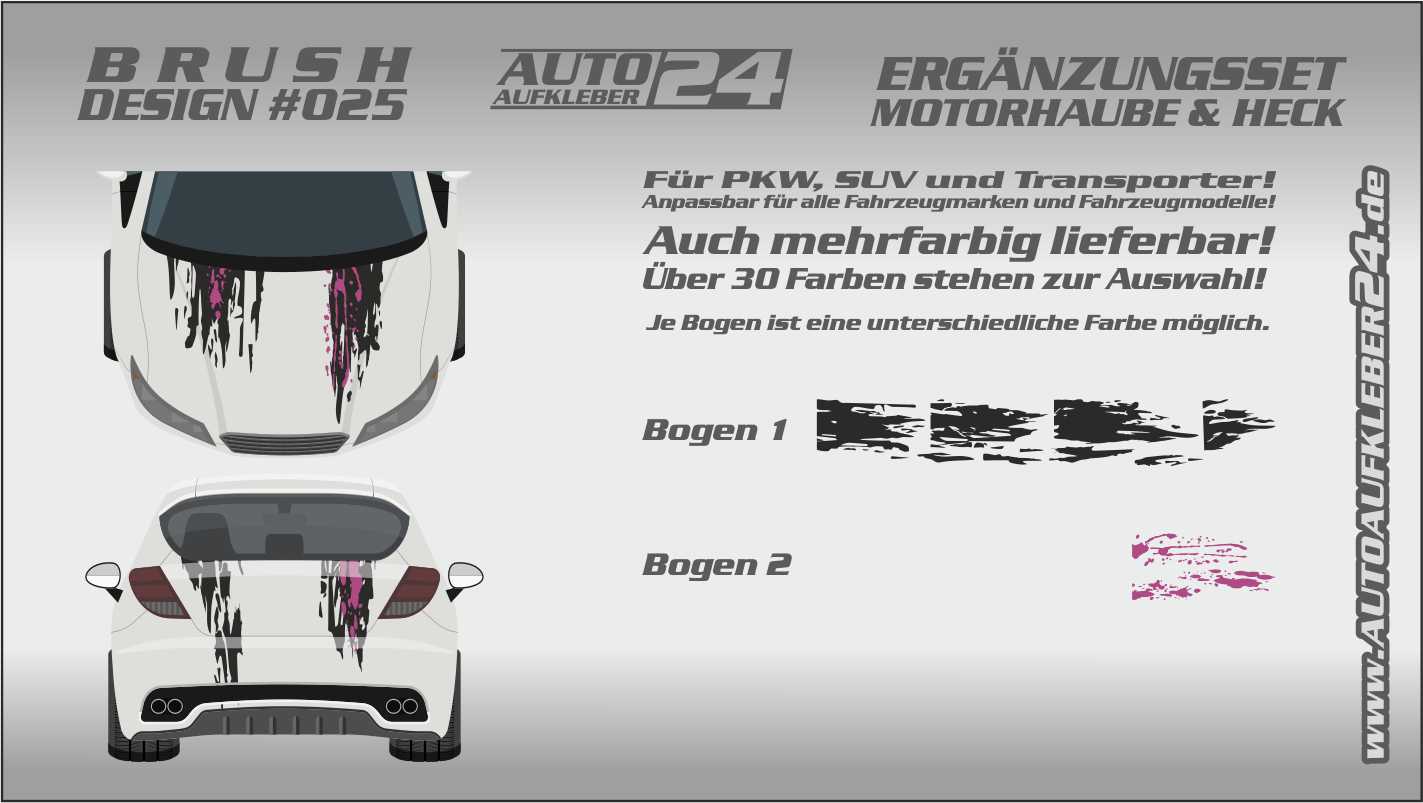 Brush-Design 025 Ergänzung- Motorhaube und Heck Aufkleber — Autoaufkleber 24  - carstyling and more