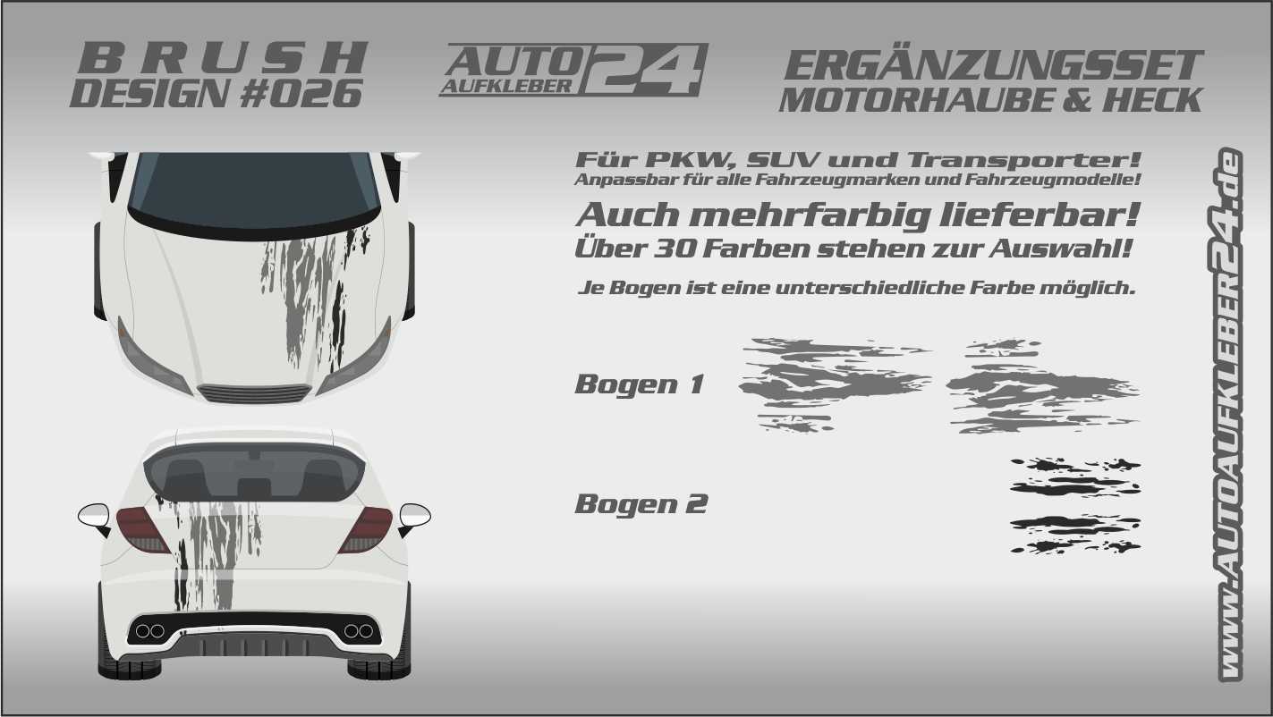 Brush-Design 026 Ergänzung- Motorhaube und Heck Aufkleber — Autoaufkleber  24 - carstyling and more