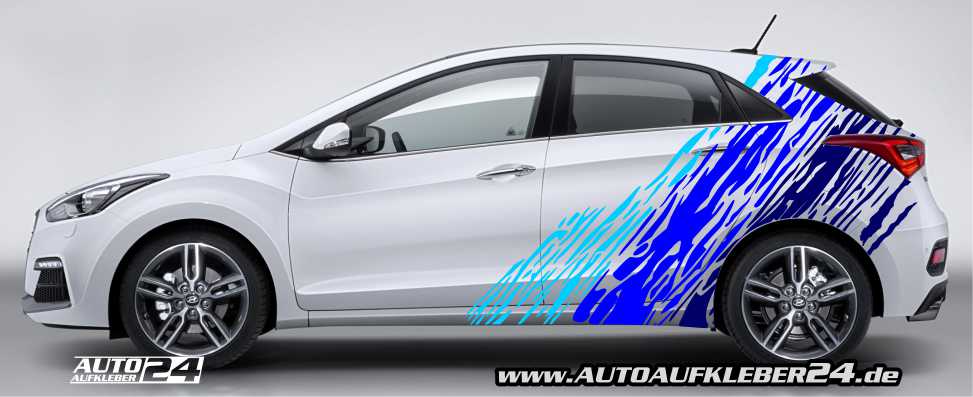 Spiegelstreifen Set Azurblau Performance für Hyundai i30 Folie Aufkleber  DS014