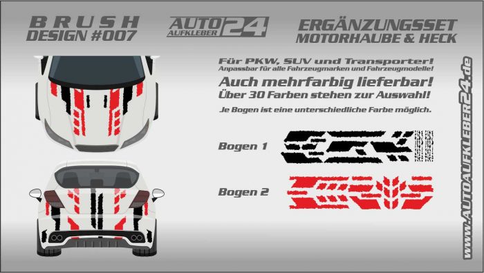 Brush-Design 007 Ergänzung- Motorhaube und Heck Autoaufkleber — Autoaufkleber  24 - carstyling and more