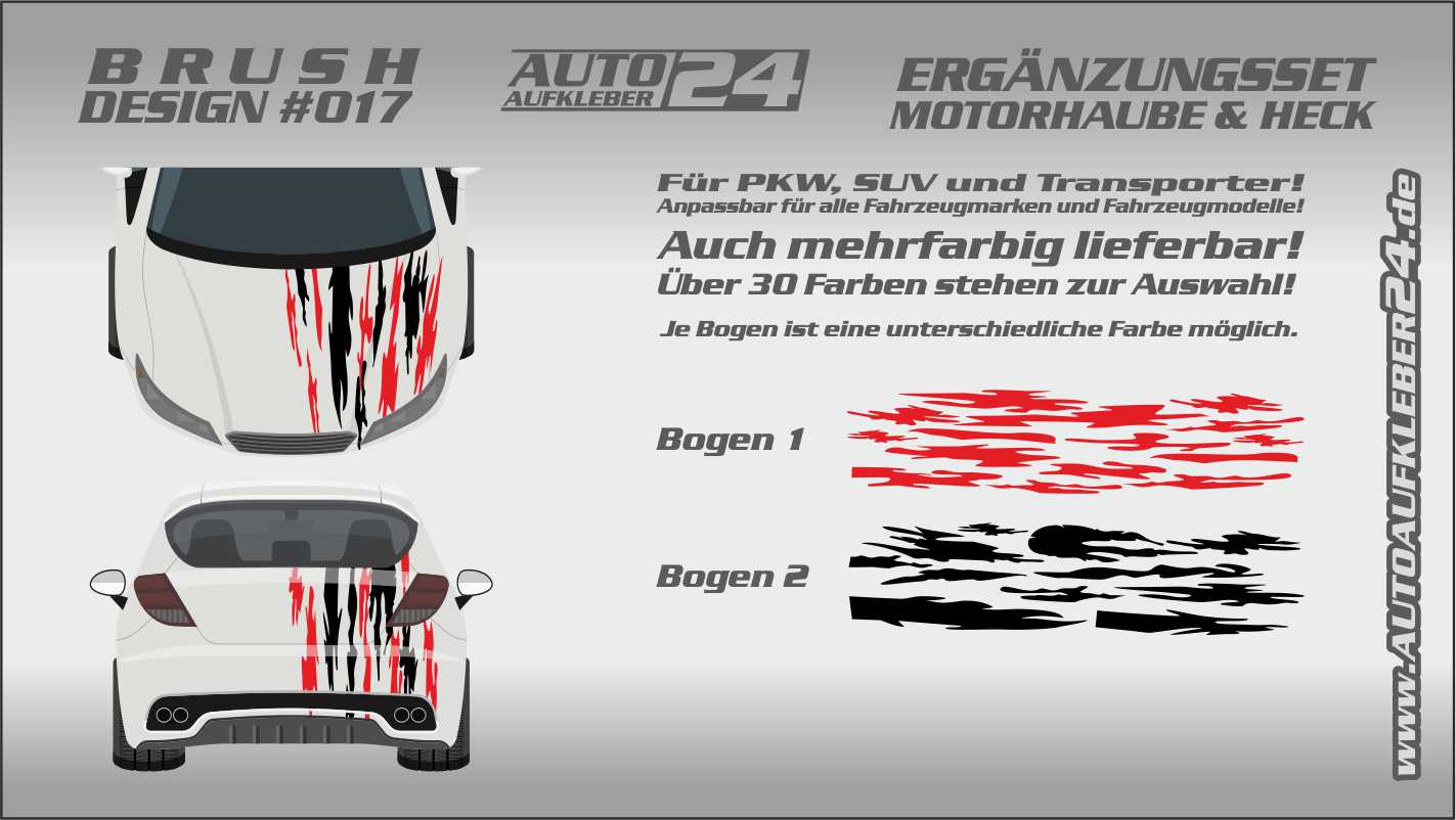 Brush-Design 017 Ergänzung- Motorhaube und Heck Autoaufkleber