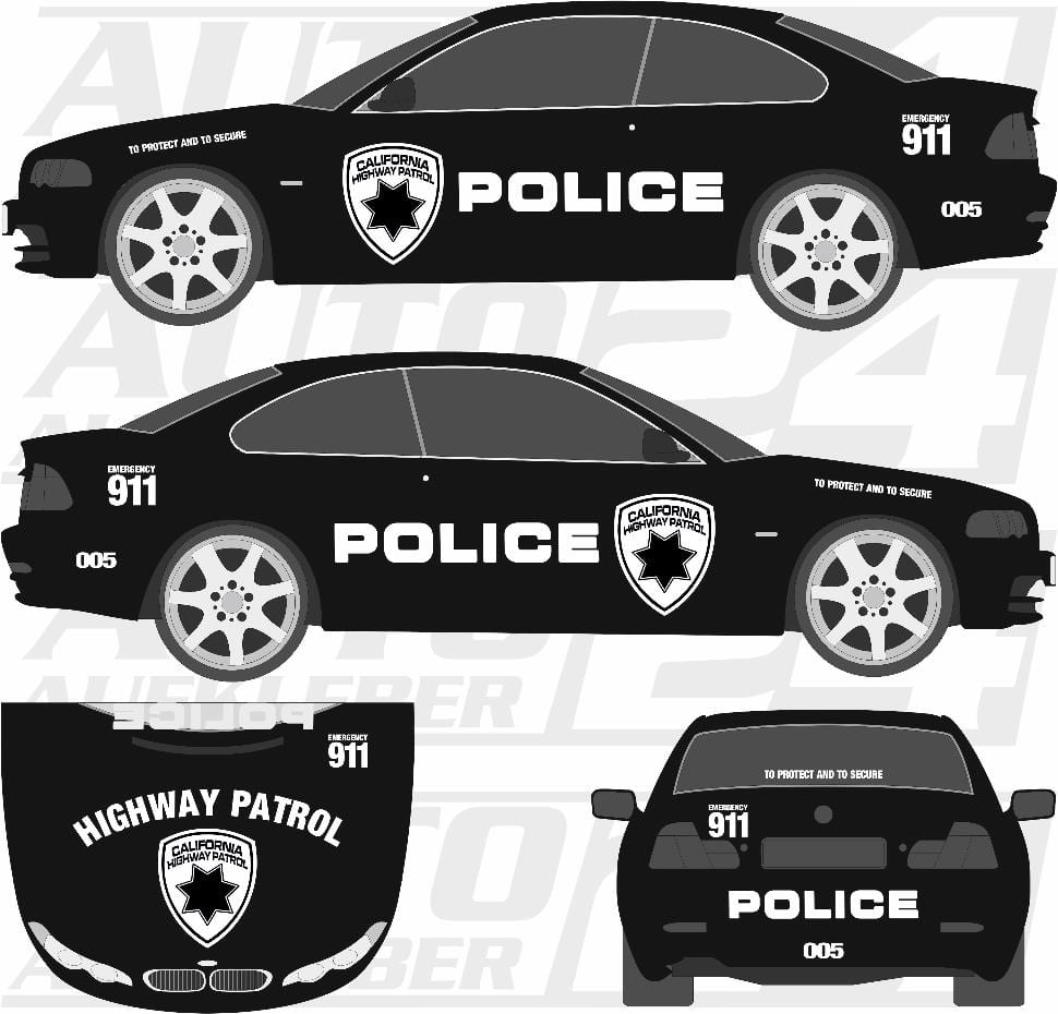 Police car design highway patrol- Autoaufkleber Set