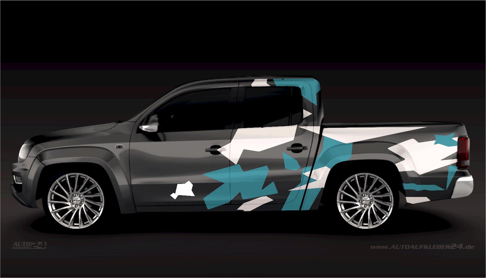 Camouflage Stealth Design - Aufkleber / Seitenaufkleber / Autoaufkleber SUV Volkswagen VW Amarok,